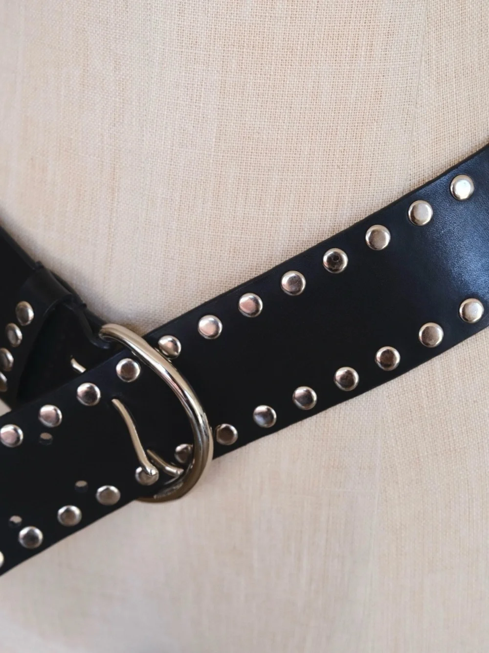 genuine leather black studded belt